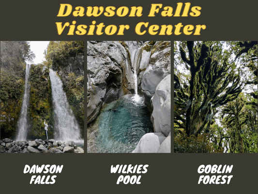 Dawson Falls Visitor Center; Dawson Falls, Wilkies Pool & The Goblin Forest